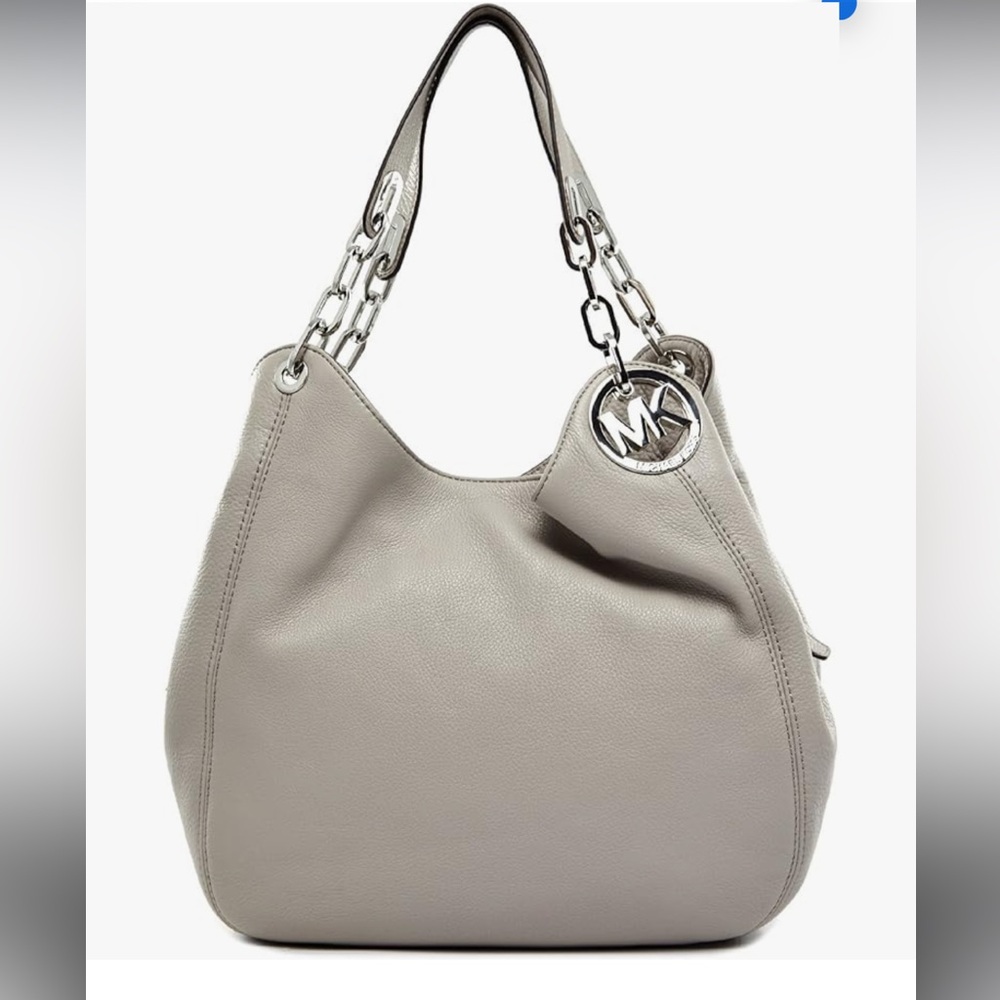 Michael Kors Fulton Large Shoulder Tote in Pearl Grey with Matching Wallet